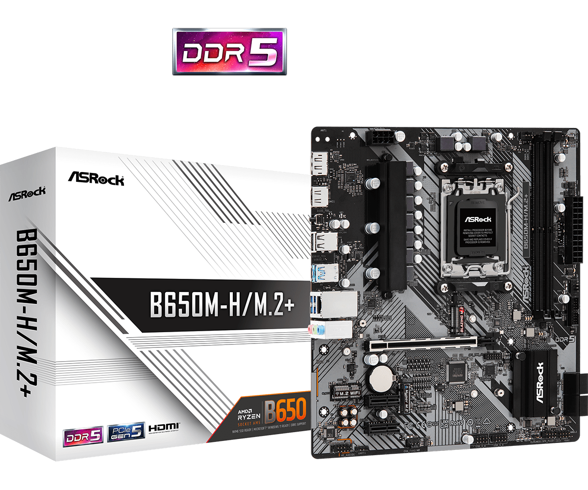 ASRock B650M-H/M.2+ AM5 Micro-ATX Motherboard DDR5