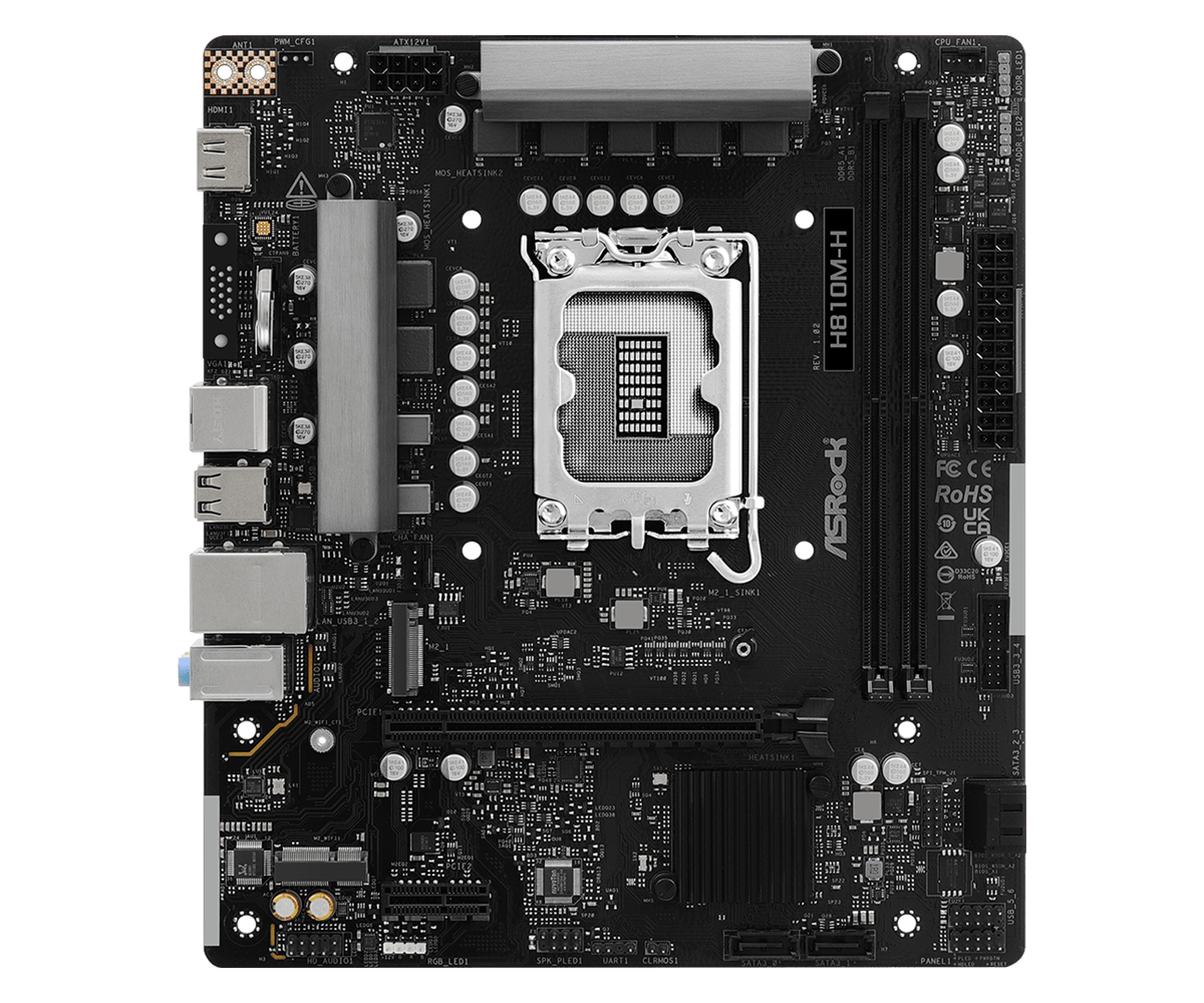 ASRock H810M-H LGA1851 Micro-ATX Motherboard - DDR5, PCIe 4.0