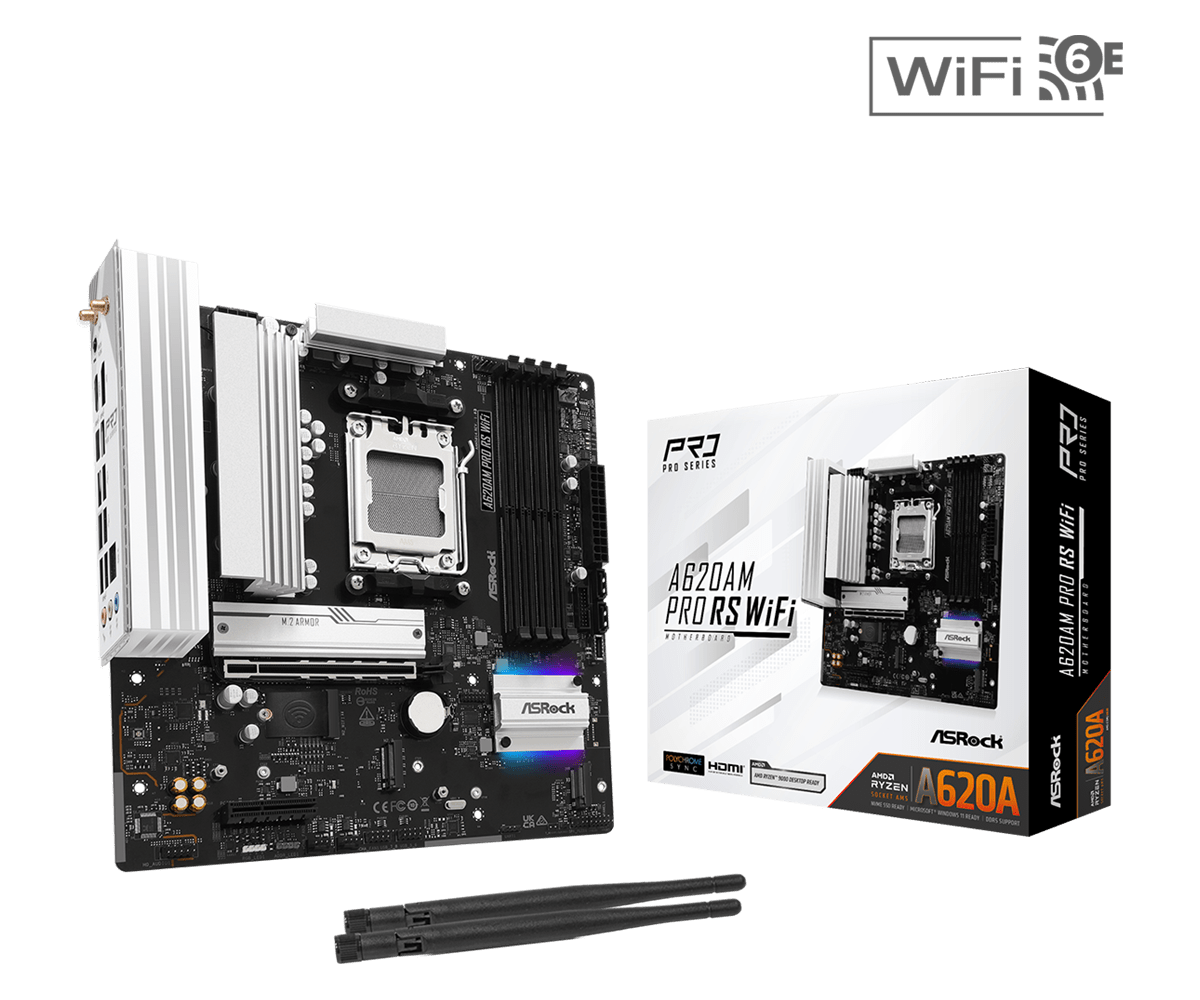 ASRock A620AM Pro RS WiFi AM5 Micro-ATX Motherboard DDR5
