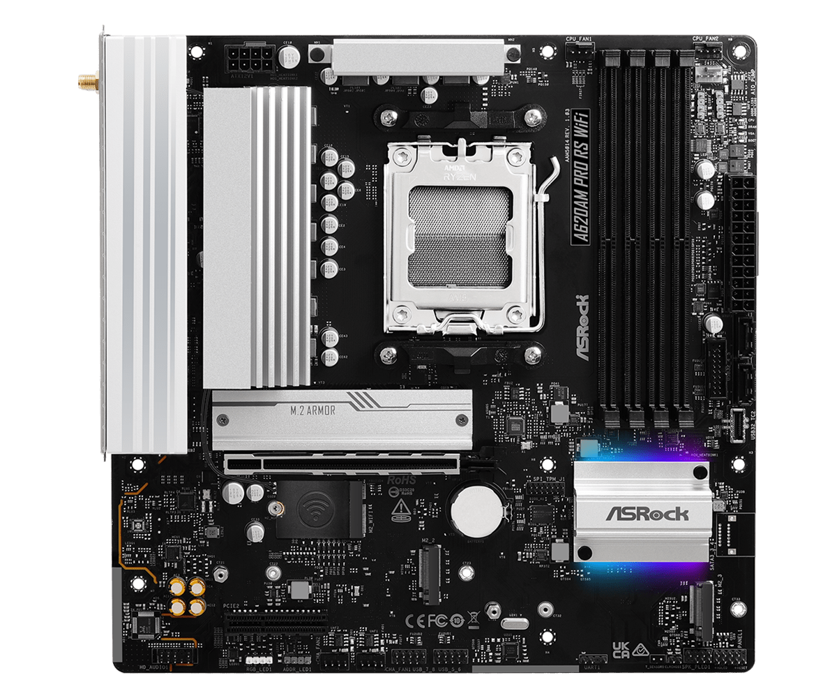 ASRock A620AM Pro RS WiFi AM5 Micro-ATX Motherboard DDR5