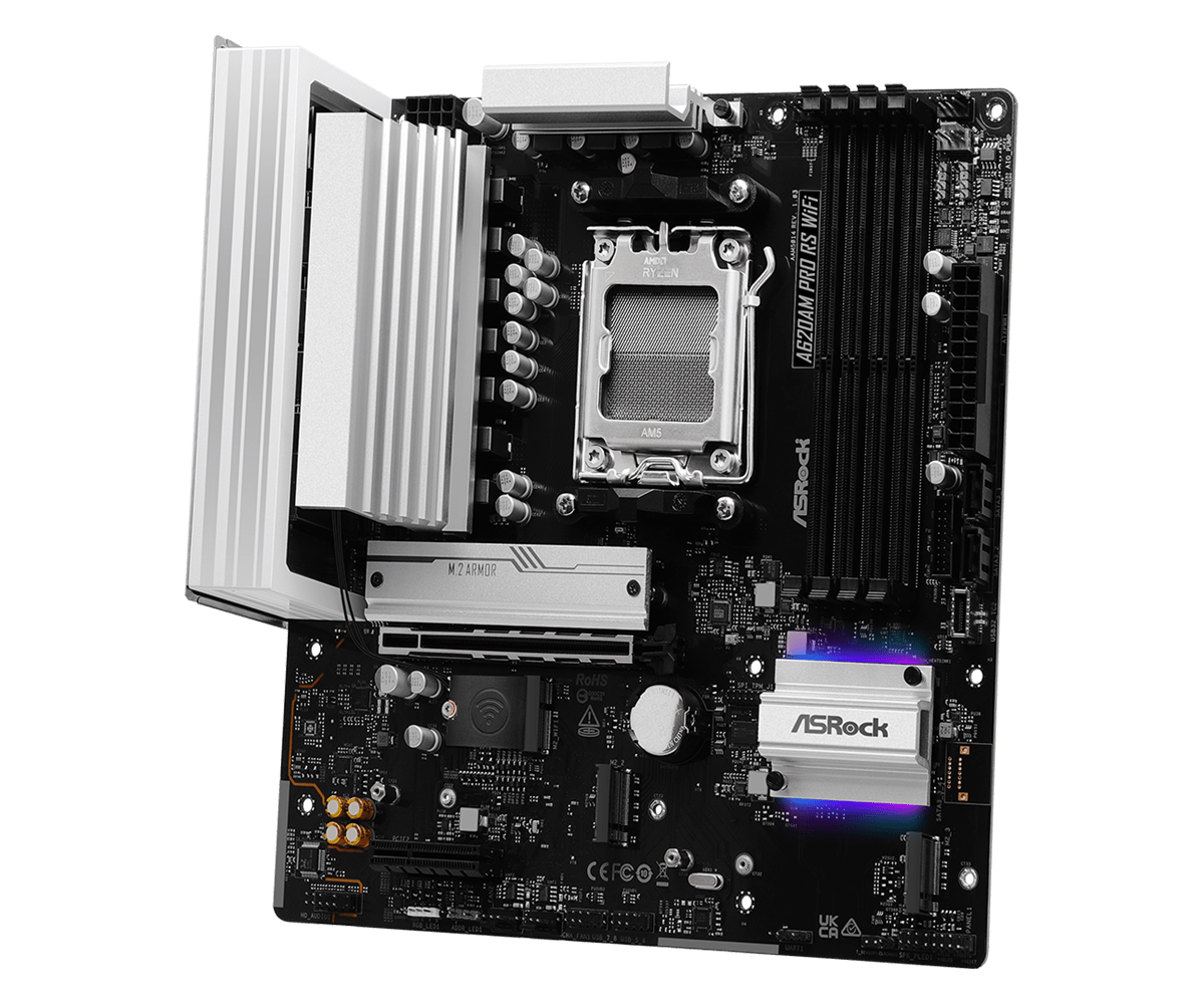ASRock A620AM Pro RS WiFi AM5 Micro-ATX Motherboard DDR5