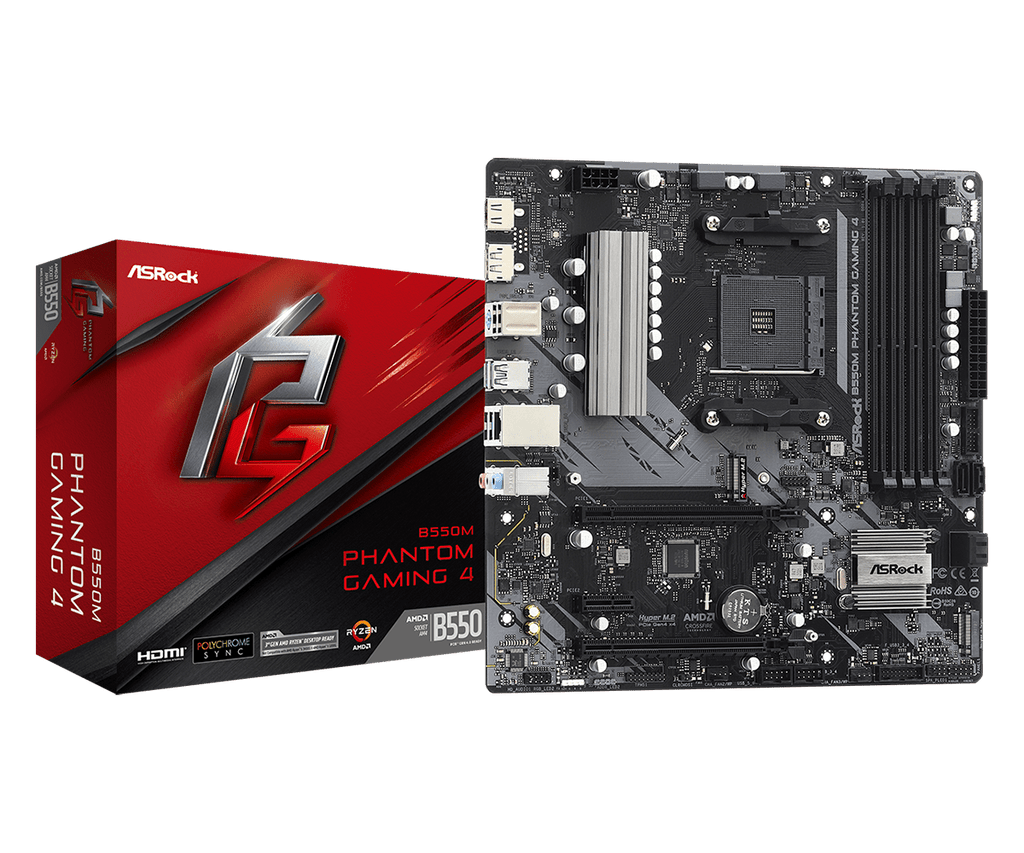 ASRock B550M Phantom Gaming 4 AM4 Micro-ATX Motherboard