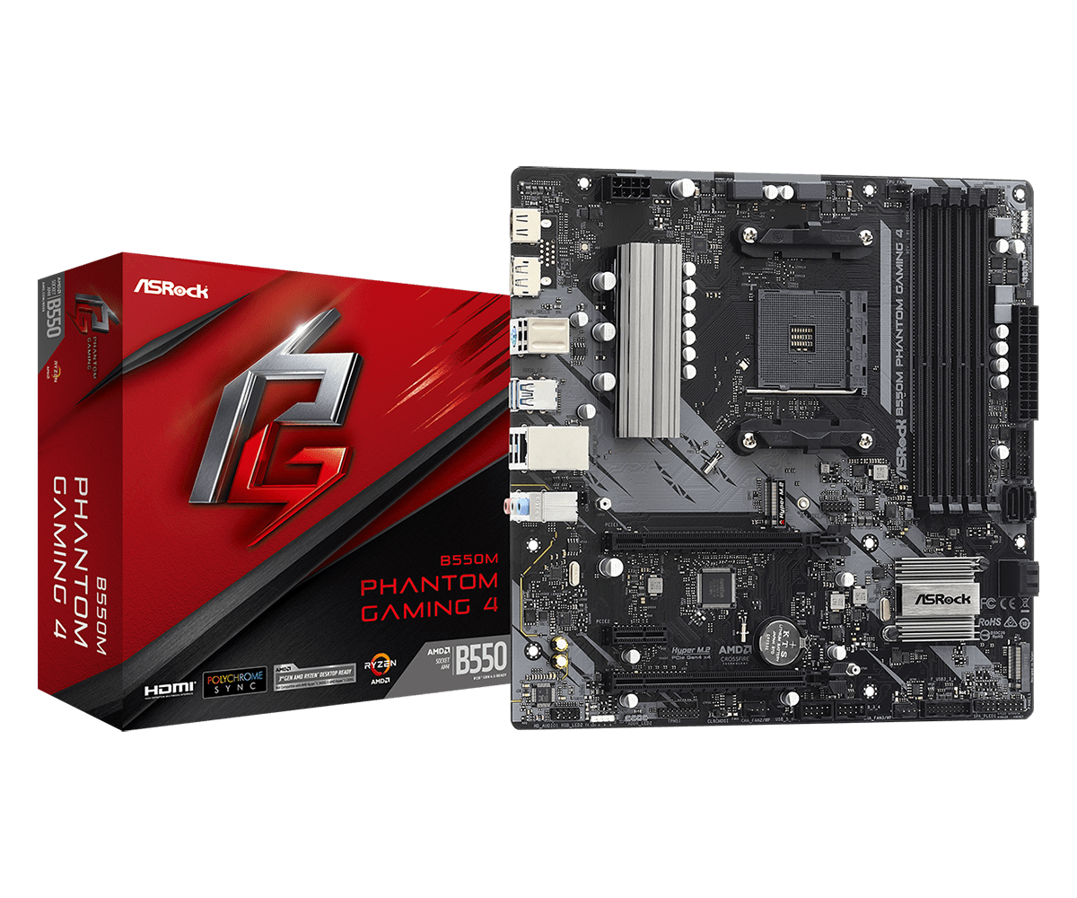 ASRock B550M Phantom Gaming 4 AM4 Micro-ATX Motherboard