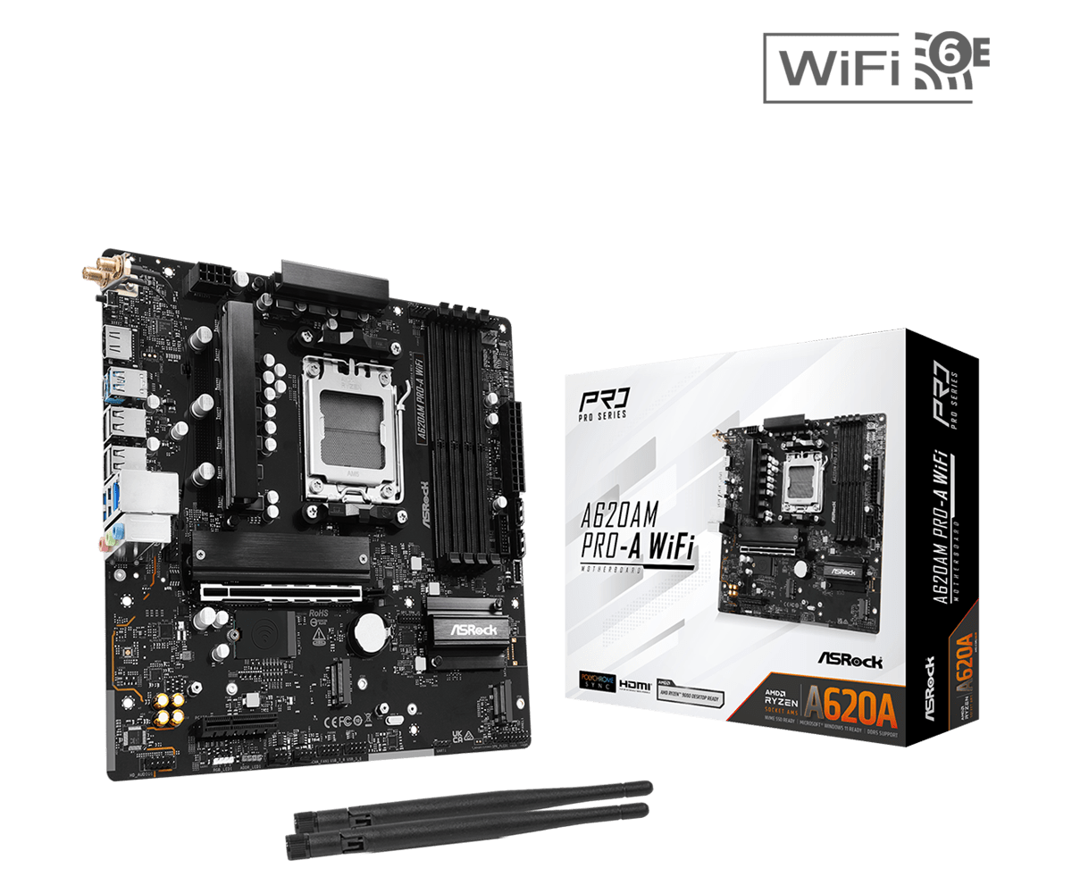 ASRock A620AM Pro-A WiFi AM5 Micro-ATX DDR5 Motherboard