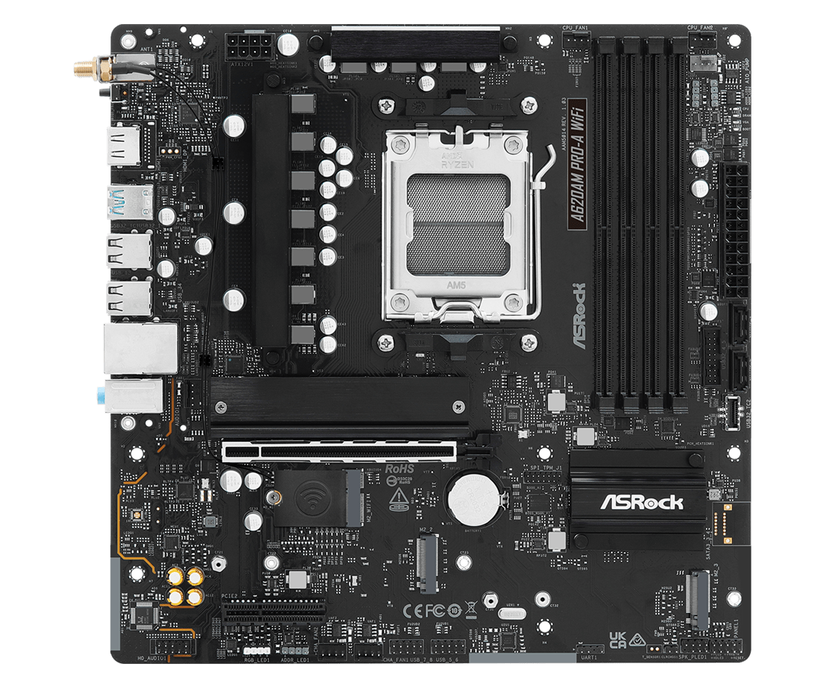 ASRock A620AM Pro-A WiFi AM5 Micro-ATX DDR5 Motherboard