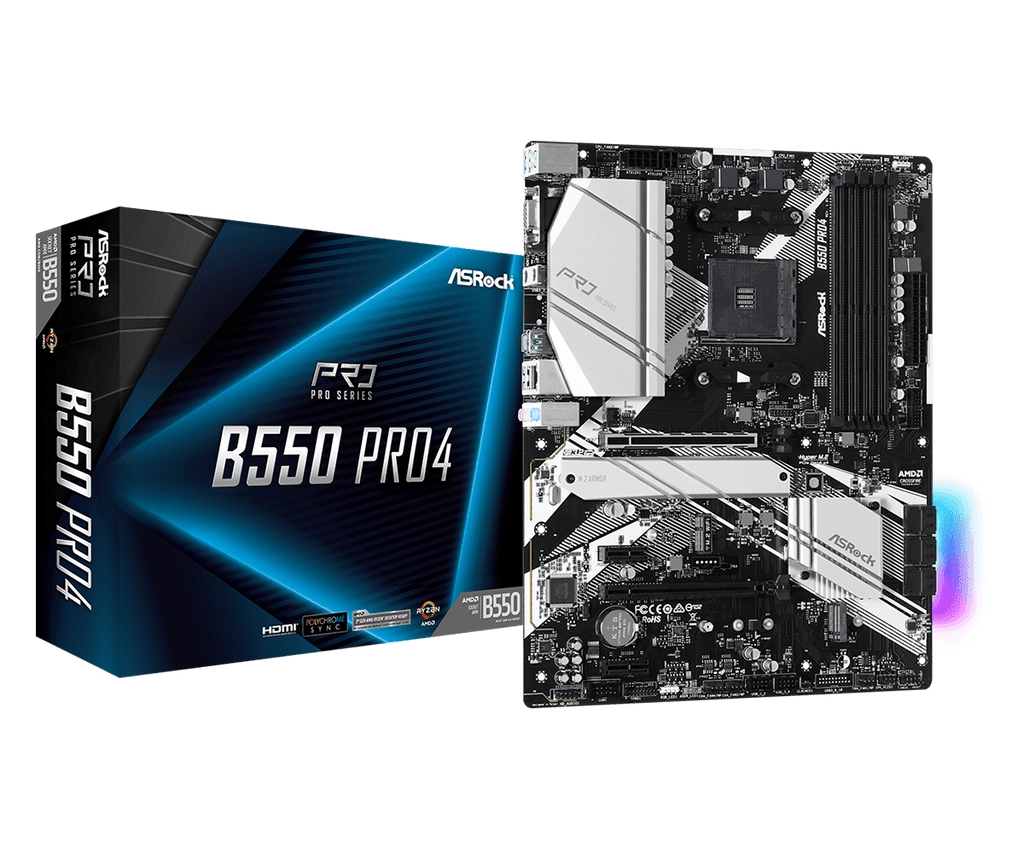ASRock B550 Pro4 AM4 ATX Motherboard - DDR4, Dual M.2