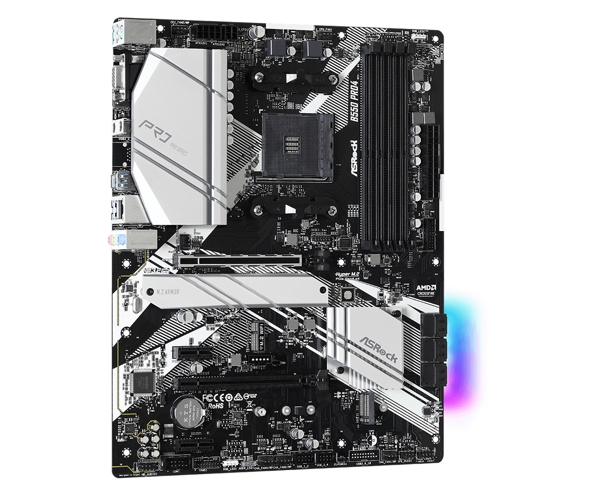 ASRock B550 Pro4 AM4 ATX Motherboard - DDR4, Dual M.2