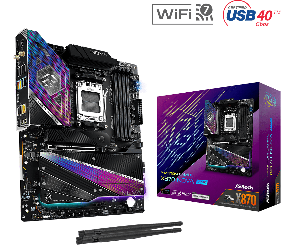 ASRock Phantom Gaming X870 Nova WiFi AM5 ATX Motherboard