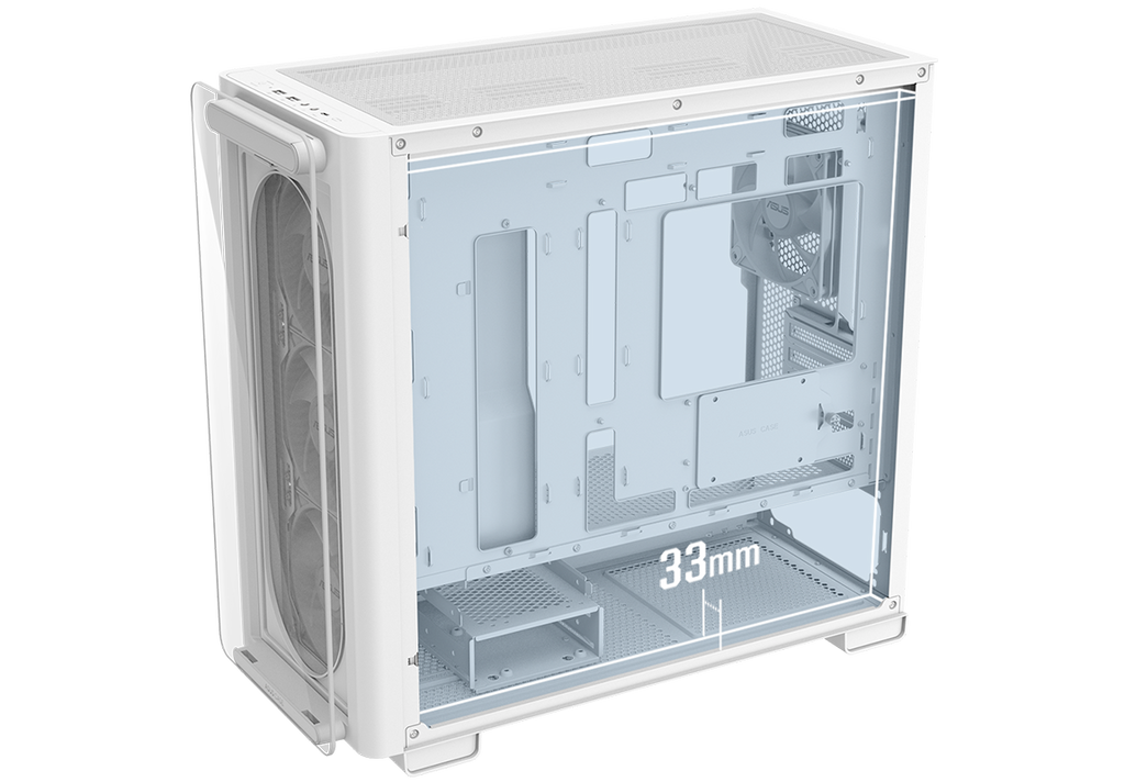 Rear side of the ASUS A23 PLUS PC Case without side panel