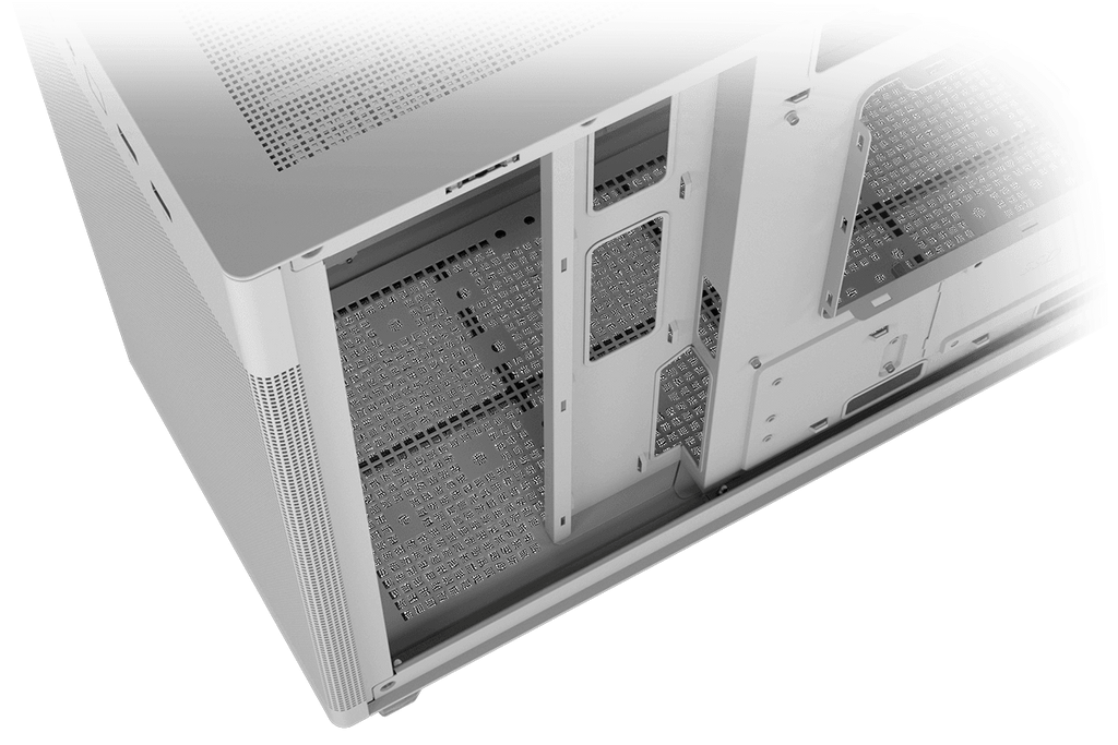 Close up on the ASUS Prime AP201 TG Version 32 mm-wide cable management space