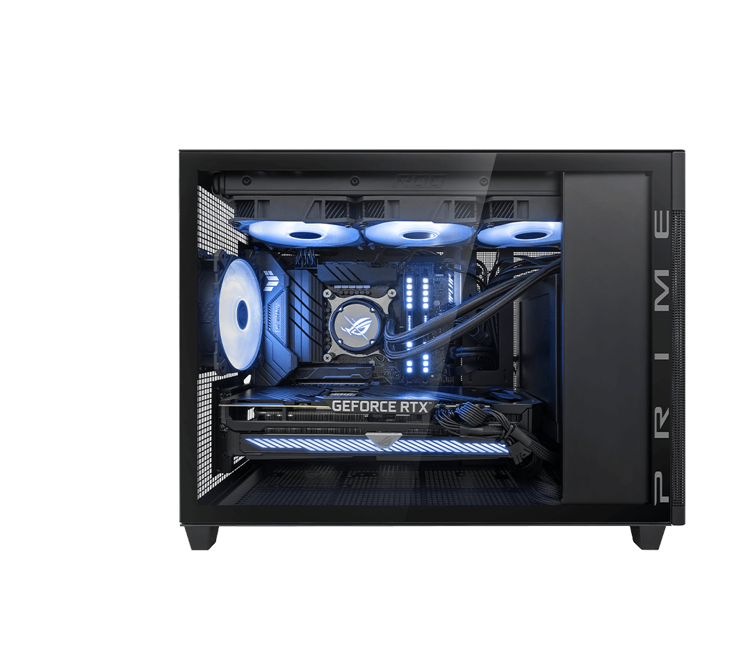 Side angle of ASUS Prime AP201 TG Version and airflow direction