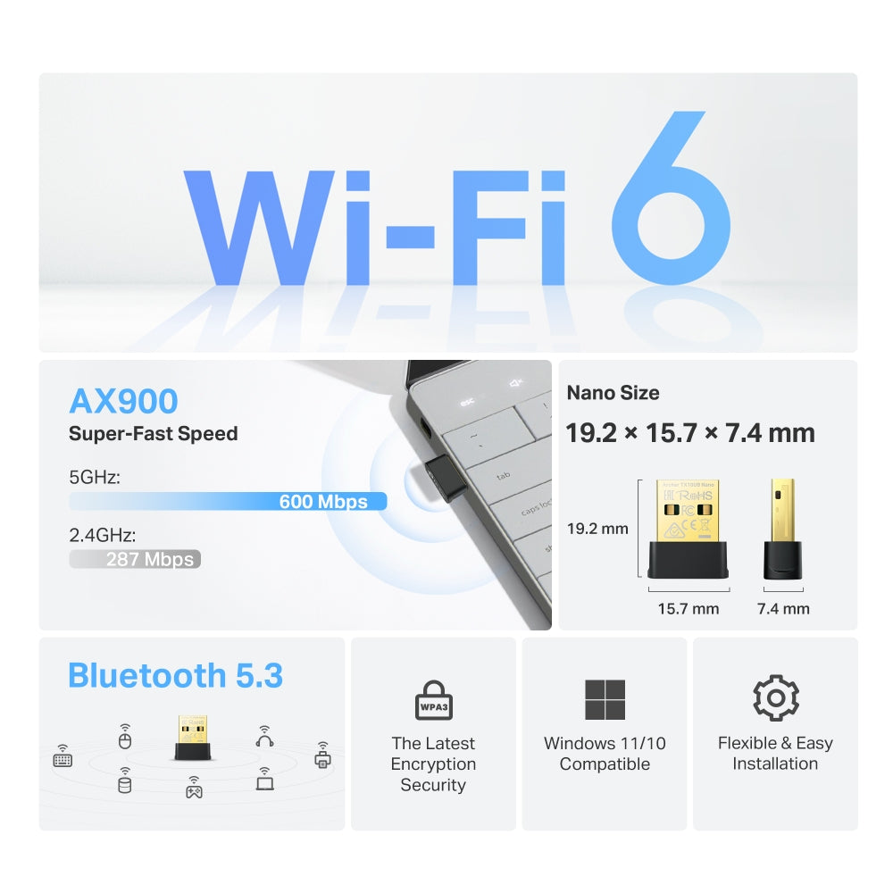 AX900 Nano Wi-Fi 6 Bluetooth 5.3 USB Adapter 6