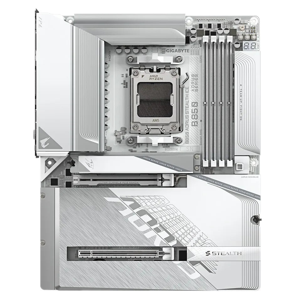Gigabyte B850 AORUS STEALTH ICE AM5 ATX Motherboard Wi-Fi 7