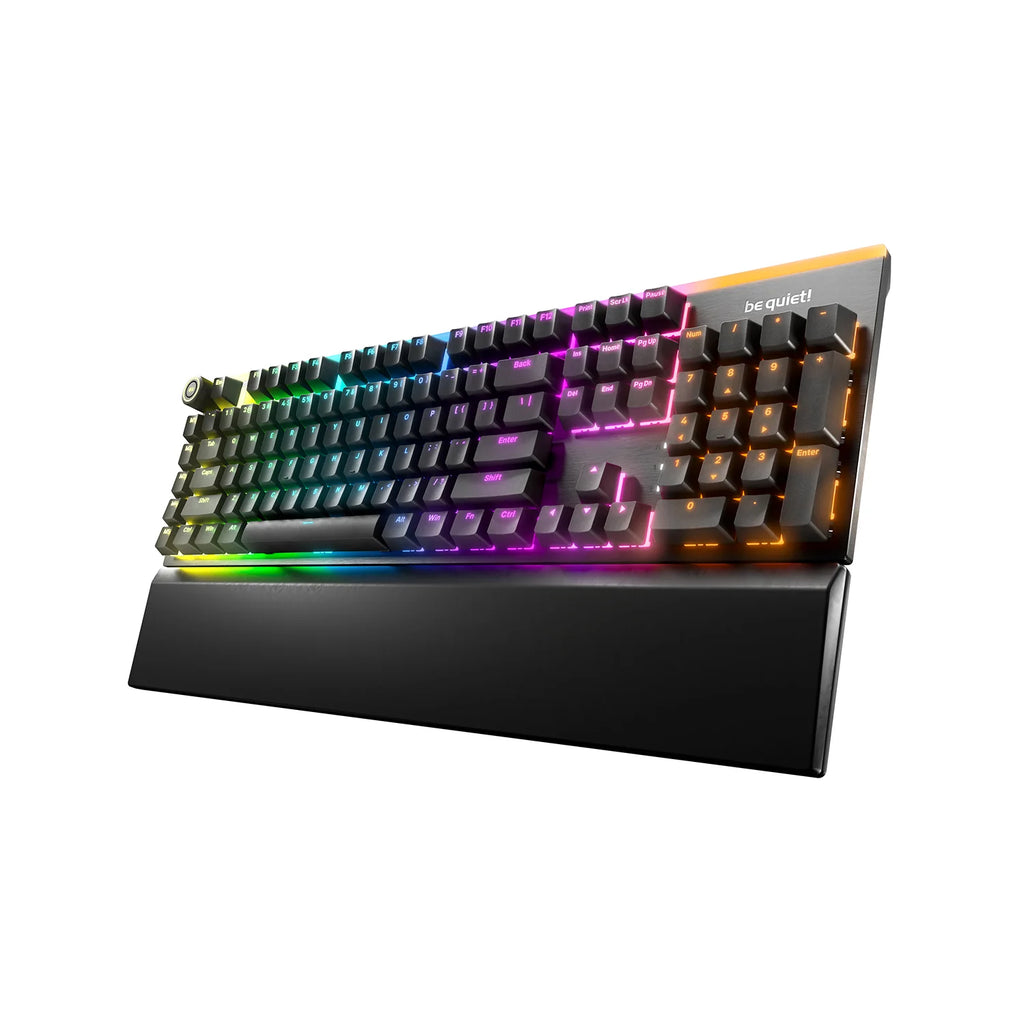 be quiet! Light Mount (Silent Tactile, US) Mechanical Keyboard - Hot-Swappable Lubricated Silent Switches | 3D Media Wheel |  Quality PBT Double-Shot Keycaps - BT004US
