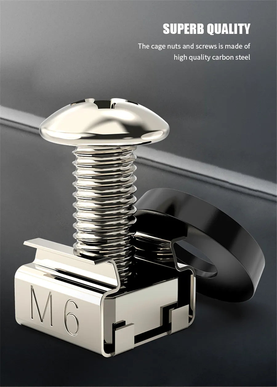 AMPCOM M6 x 16mm Rack Mount Cage Nuts, Screws and Washers - Tech Syndicate 