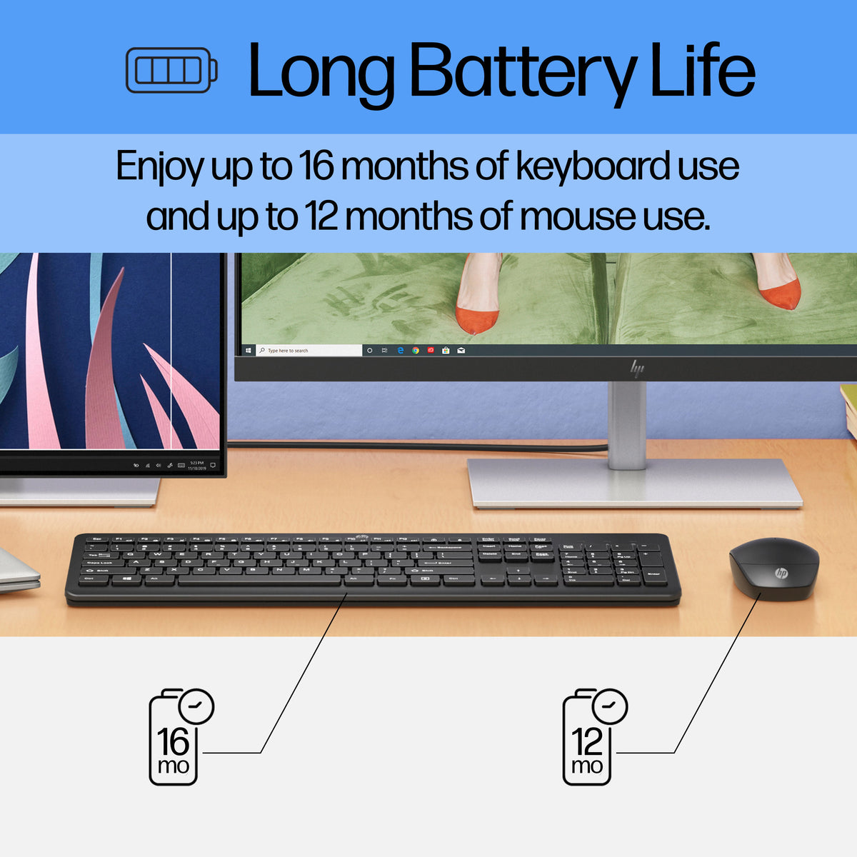HP 235 Keyboard and Mouse Set - Low Profile Keys - Up to 16 Months Battery Life - Tech Syndicate