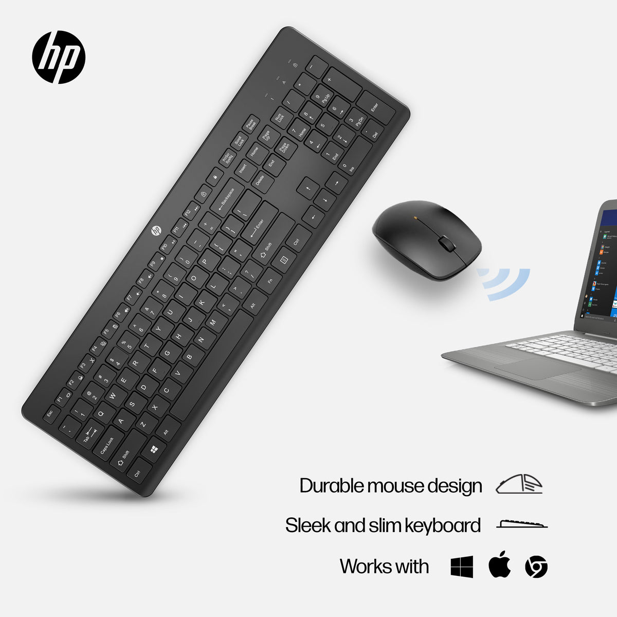 HP 235 Keyboard and Mouse Set - Low Profile Keys - Up to 16 Months Battery Life - Tech Syndicate