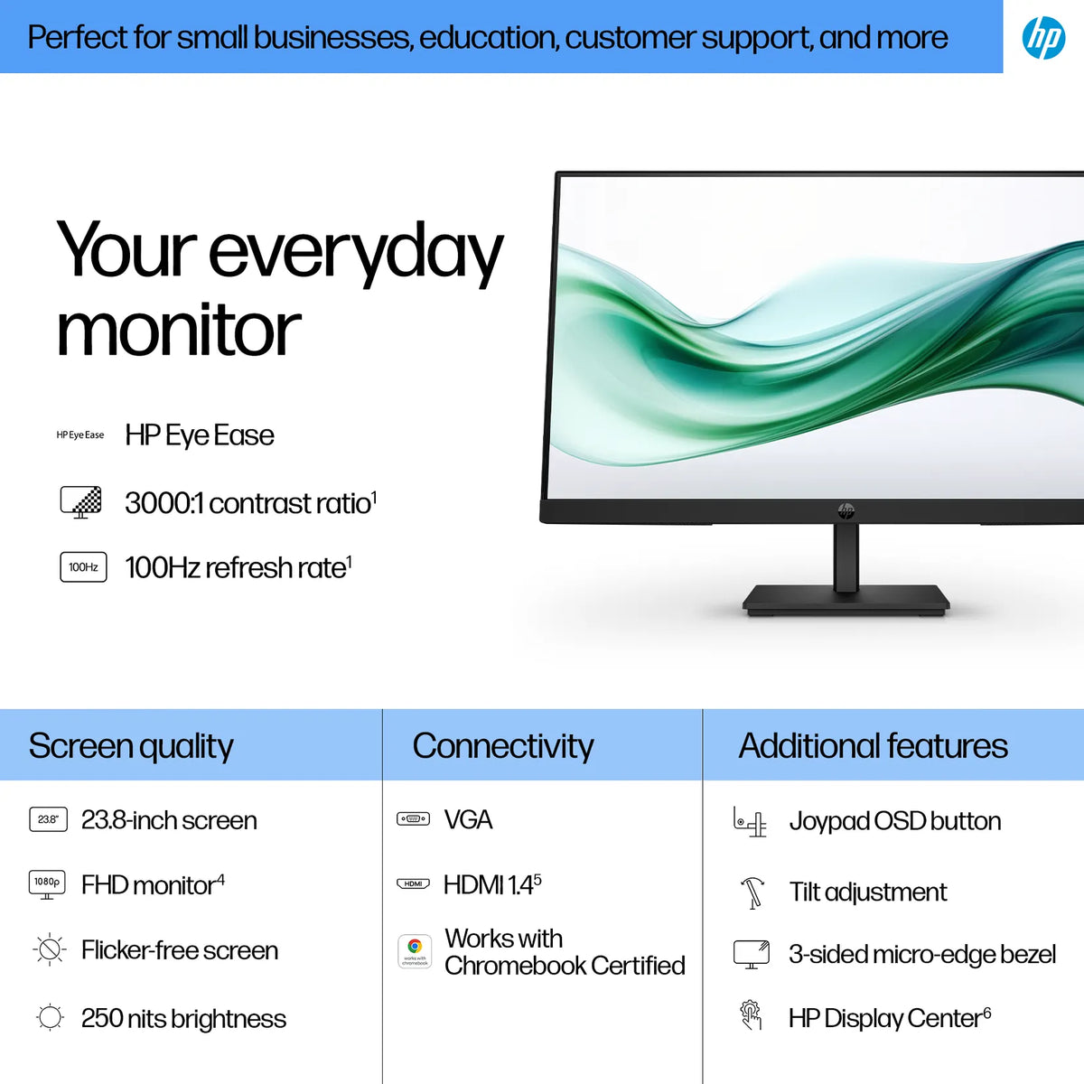 HP 324pv Series 3 Pro 24" FHD VA Monitor - 100Hz, HDMI - Tech Syndicate