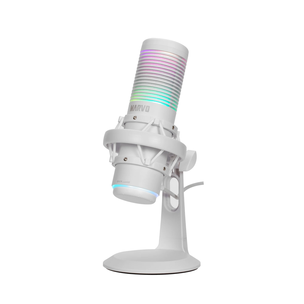 Marvo MIC-07 Blast 60 RGB USB Gaming Microphone - White - Tech Syndicate