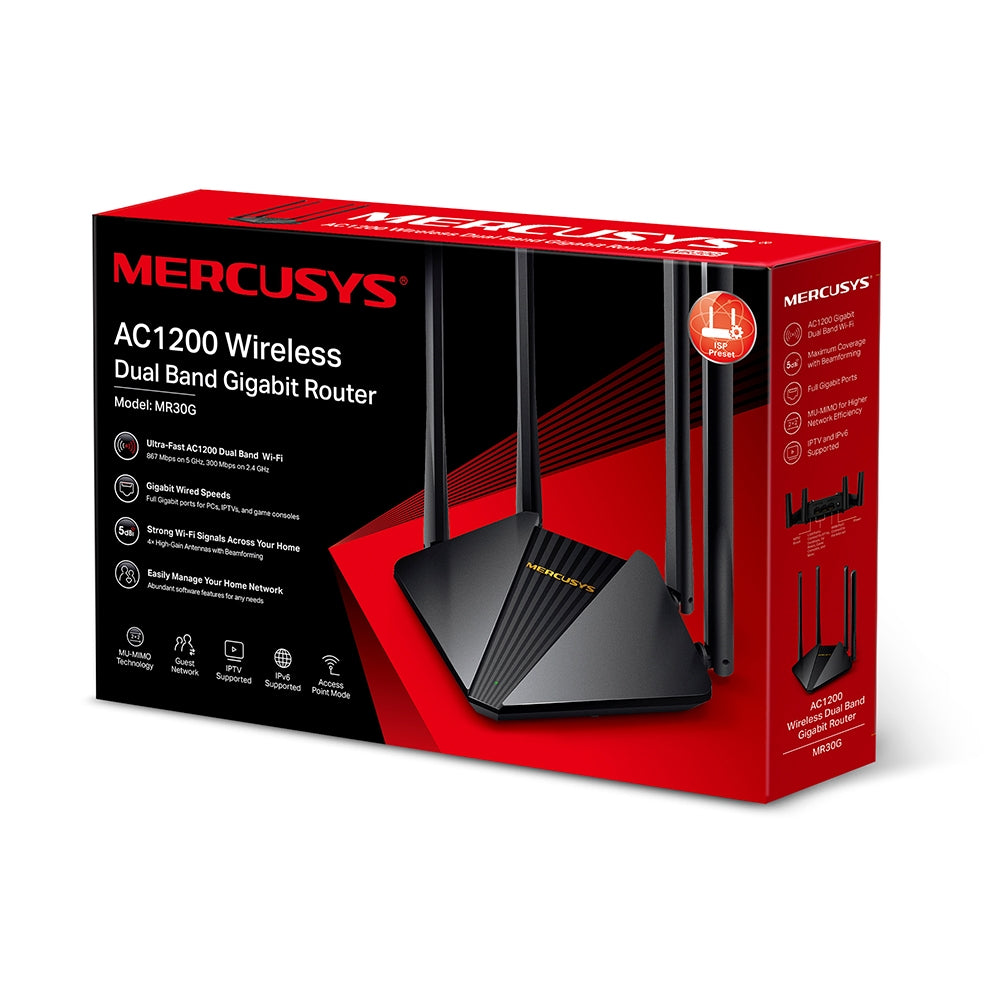 Mercusys  MR30G V1 AC1200 Wireless Dual Band Gigabit Router - Tech Syndicate