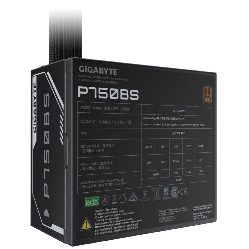 Gigabyte GP-P750BS-UK 750W 80+ Bronze PSU - Silent FDB Fan