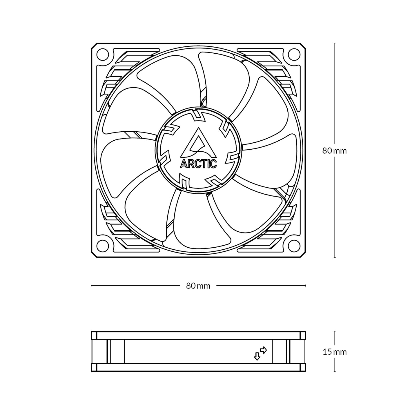 ARCTIC P8 Slim 8cm PWM PST Case Fan w/ Cable Splitter & Fluid Dynamic 300-3000 RPM