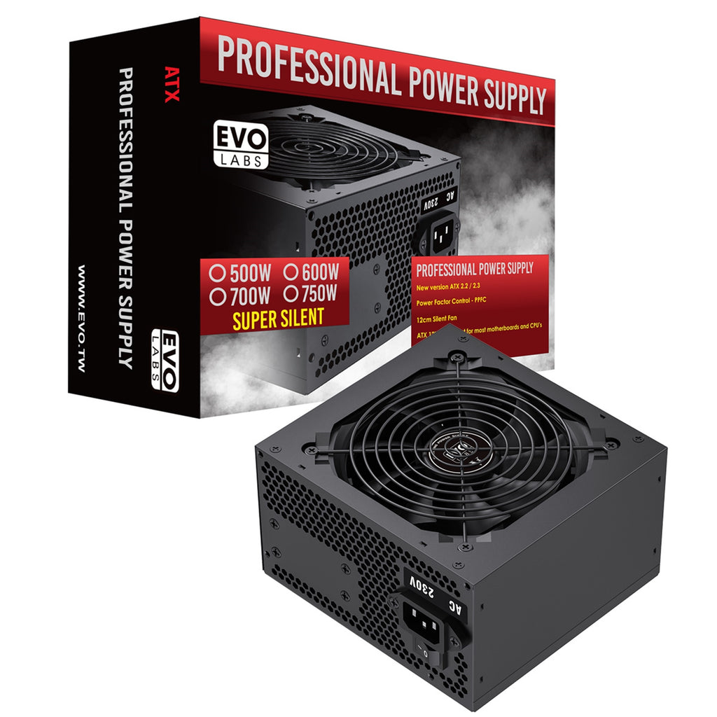 EVO LABS BR600-12BL 600W Non-Modular ATX PSU 120mm Fan