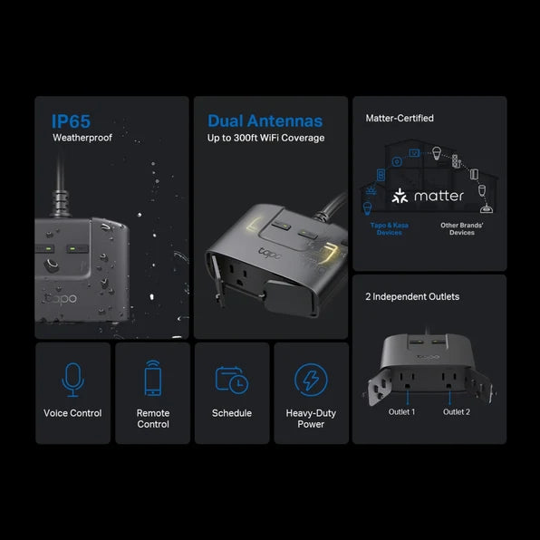 Matter-Certified IP65 Smart Outdoor Plug, Tapo P400M