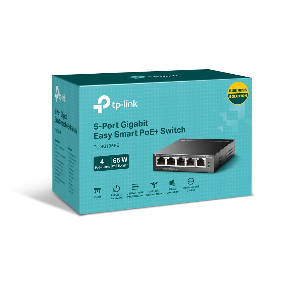 TP-Link TL-SG105PE 5-Port Gigabit PoE+ Switch 65W