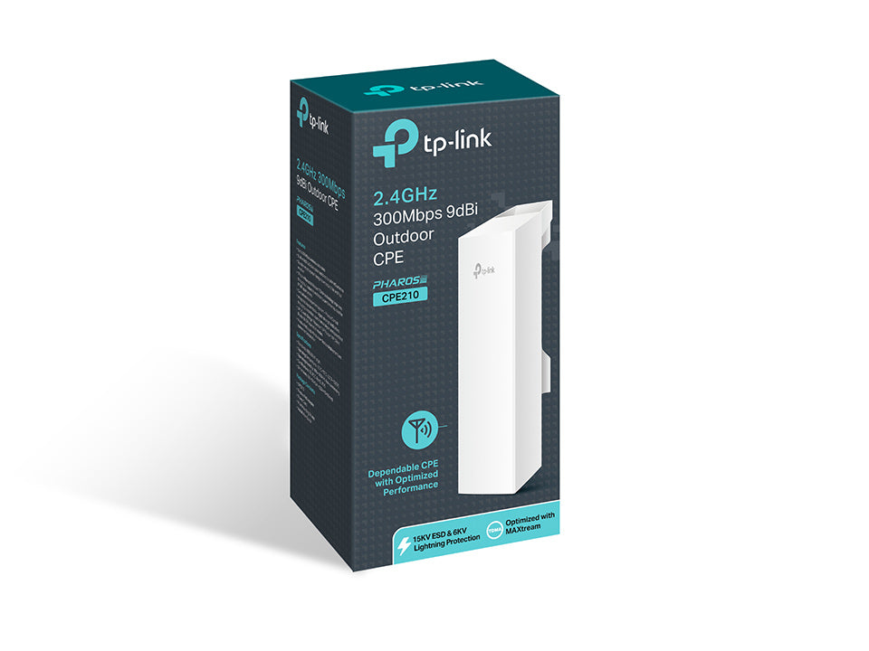 TP-Link CPE210 - Radio Access Point - Wi-Fi - 2.4GHz 300Mbps 9dBi Outdoor CPE Antenna - Tech Syndicate