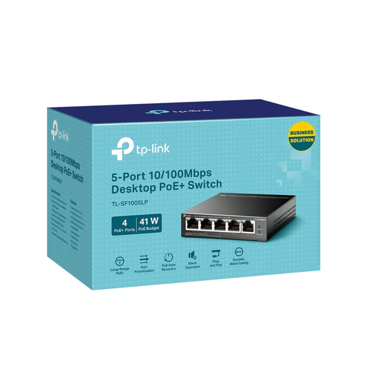 TP-Link TL-SF1005LP V1 Desktop Switch - 5-Port 10/100Mbps - 4-Port PoE - Unmanaged - Tech Syndicate
