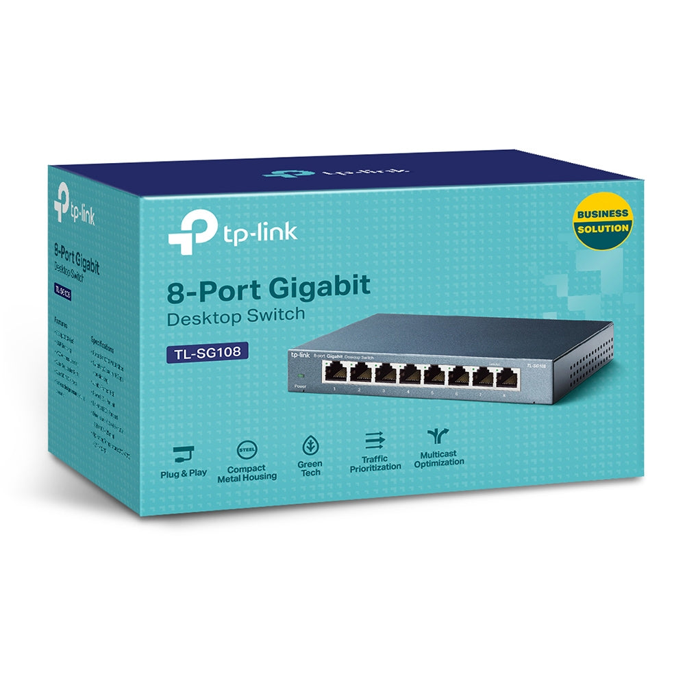 TP-Link TL-SG108 8-Port 10/100/1000Mbps Desktop Switch - Unmanaged - Tech Syndicate