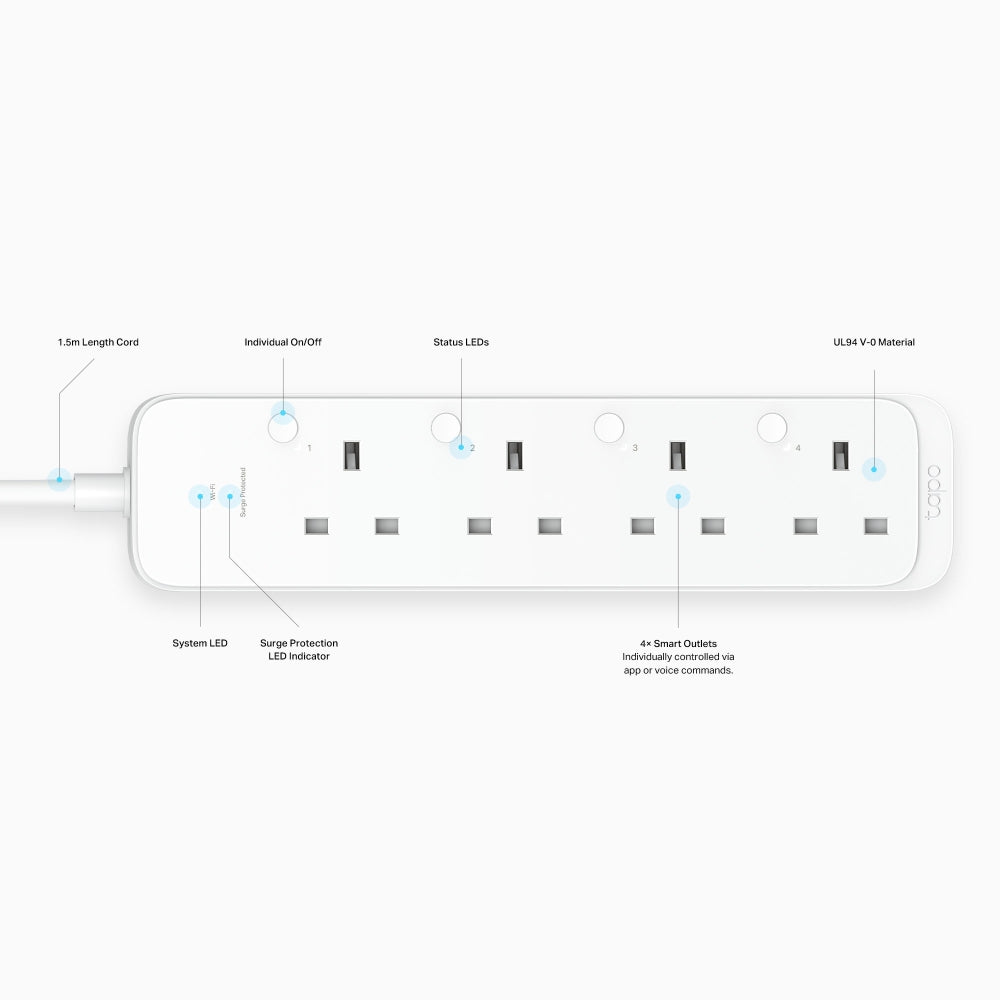 TP-Link Tapo P304M Smart Wi-Fi Power Strip - 4 Outlets, Matter - Tech Syndicate