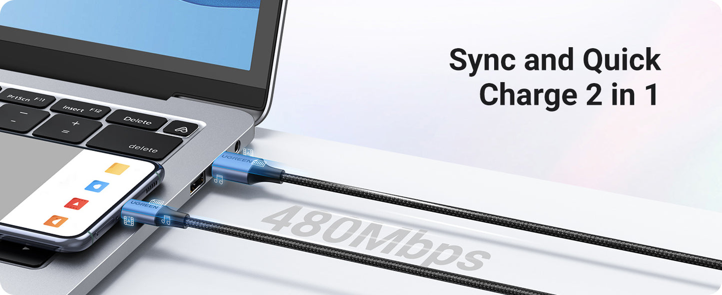 UGREEN 3A USB type to USB C Charging Cable - Quick Charge 3.0 & 2.0 - Tech Syndicate 