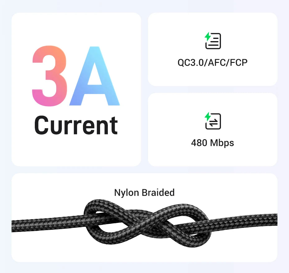 UGREEN 3A USB type to USB C Charging Cable - Quick Charge 3.0 - 2.0 - Tech Syndicate