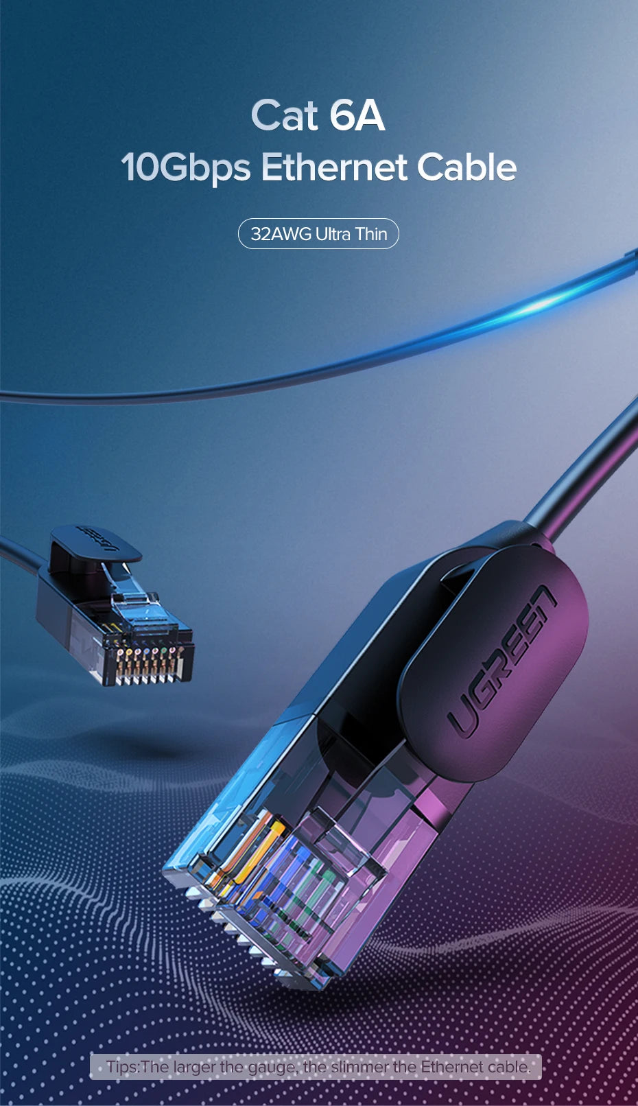 UGREEN Cat 6A Slim Ethernet Cable up to 10Gbps - Tech Syndicate 