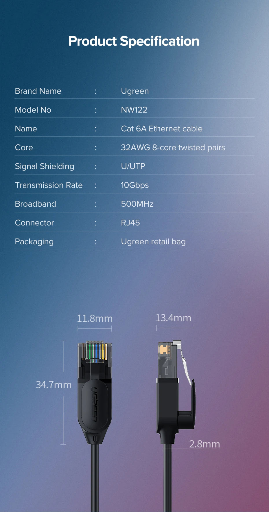 UGREEN Cat 6A Slim Ethernet Cable up to 10Gbps - Tech Syndicate 