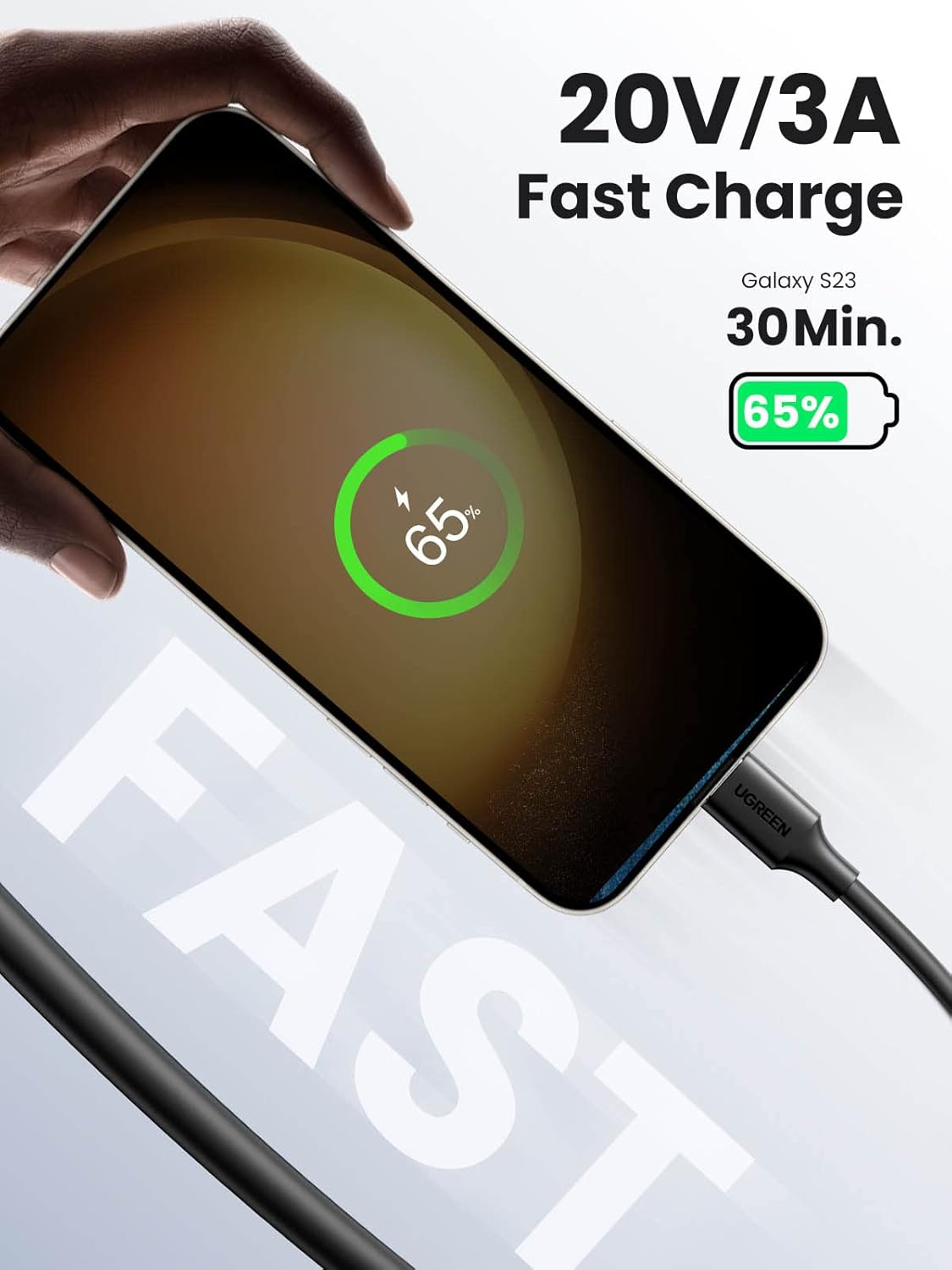 UGREEN PD 60W Fast Charging PVC Type C to Type C USB Cable - Tech Syndicate