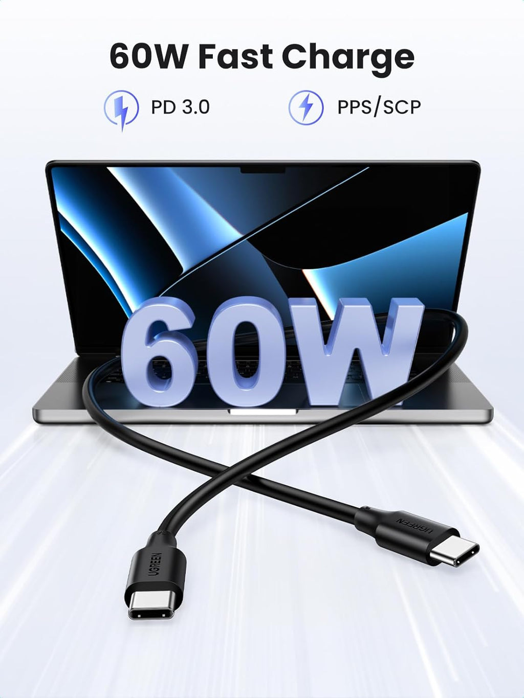 UGREEN PD 60W Fast Charging PVC Type C to Type C USB Cable - Tech Syndicate