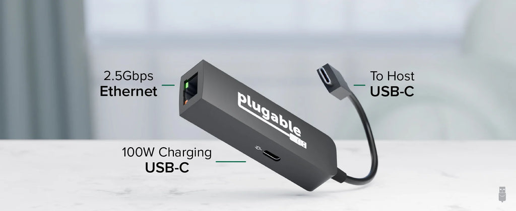 Plugable USBC-E2500PD USB-C 2.5GbE Adapter 100W PD Charging