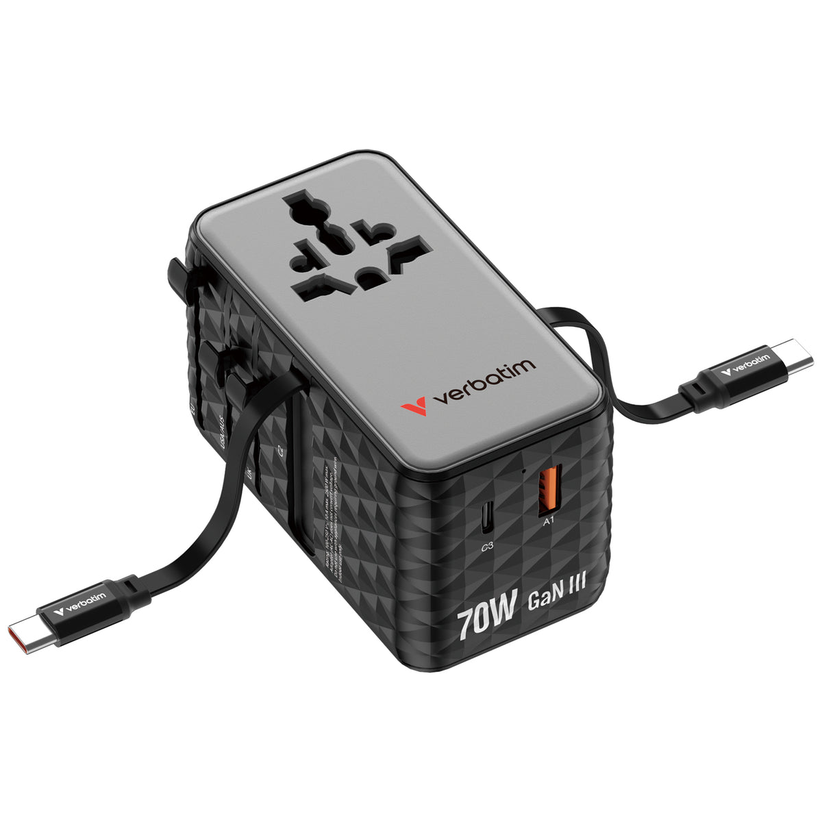 Verbatim Charge n Travel 70W 2C Retractable Travel Adapter - Tech Syndicate