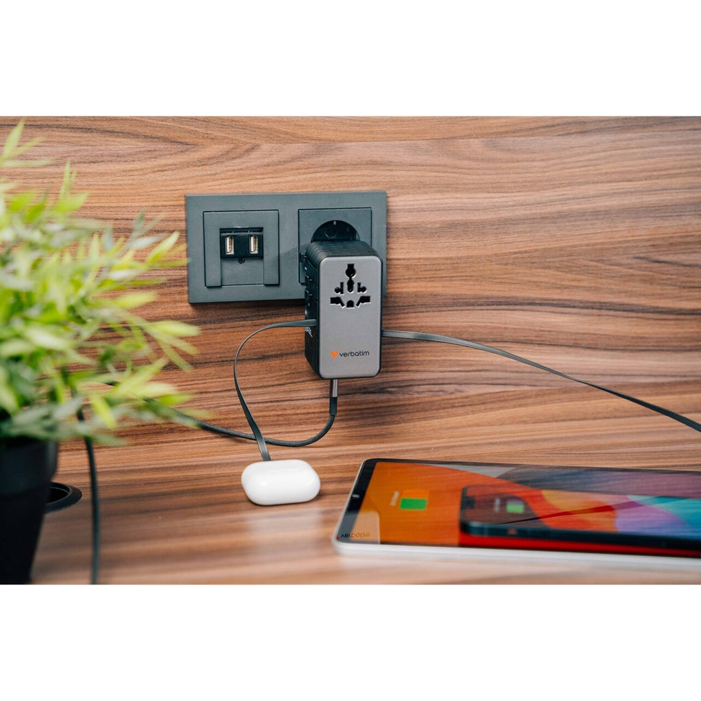 Verbatim Charge n Travel 70W 2C Retractable Travel Adapter - Tech Syndicate