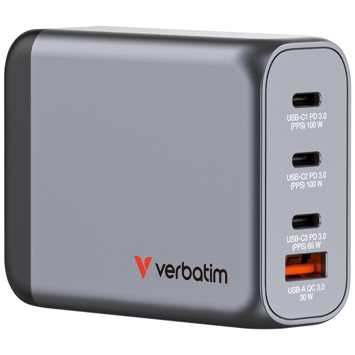 Verbatim GNC-100 100W 4-Port GaN Wall Charger USB-C PD - Tech Syndicate