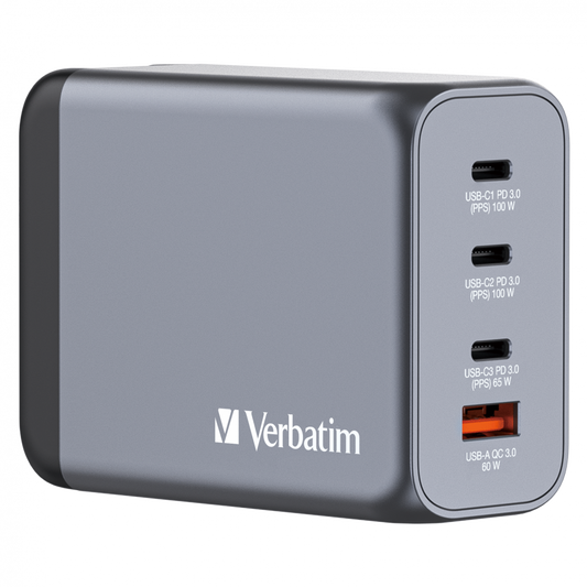 Verbatim GNC-200 200W GaN Wall Charger 4-Port EU/UK/US - Tech Syndicate