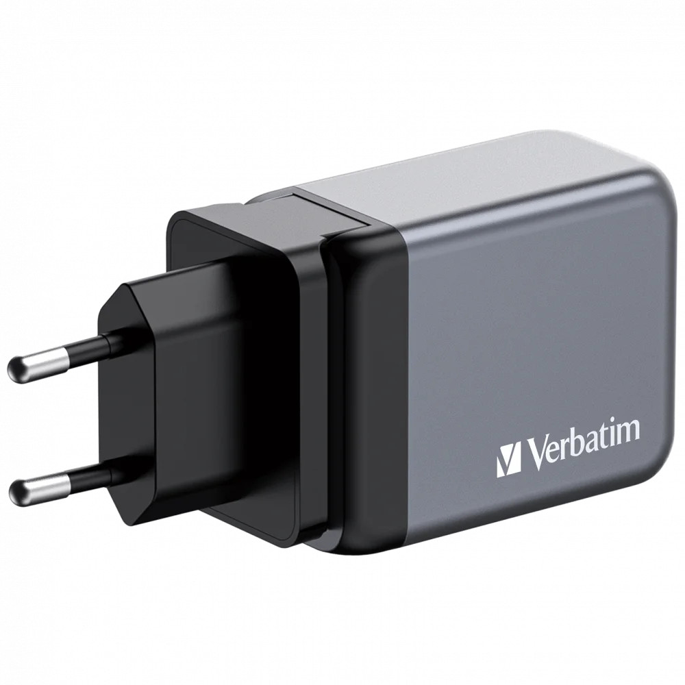 Verbatim GNC-65 65W GaN Wall Charger - 2x USB-C PD, USB-A QC3 - Tech Syndicate