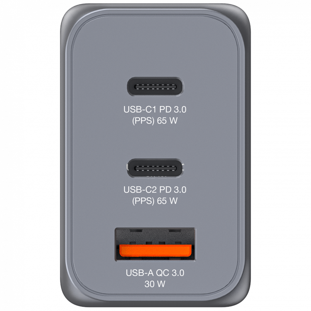 Verbatim GNC-65 65W GaN Wall Charger - 2x USB-C PD, USB-A QC3 - Tech Syndicate