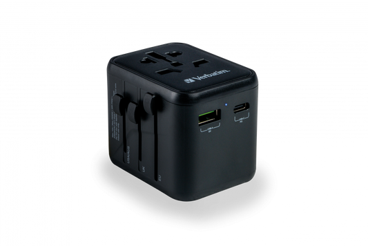 Verbatim UTA-02 Universal Travel Adapter USB-C PD 20W QC 3.0 - Tech Syndicate