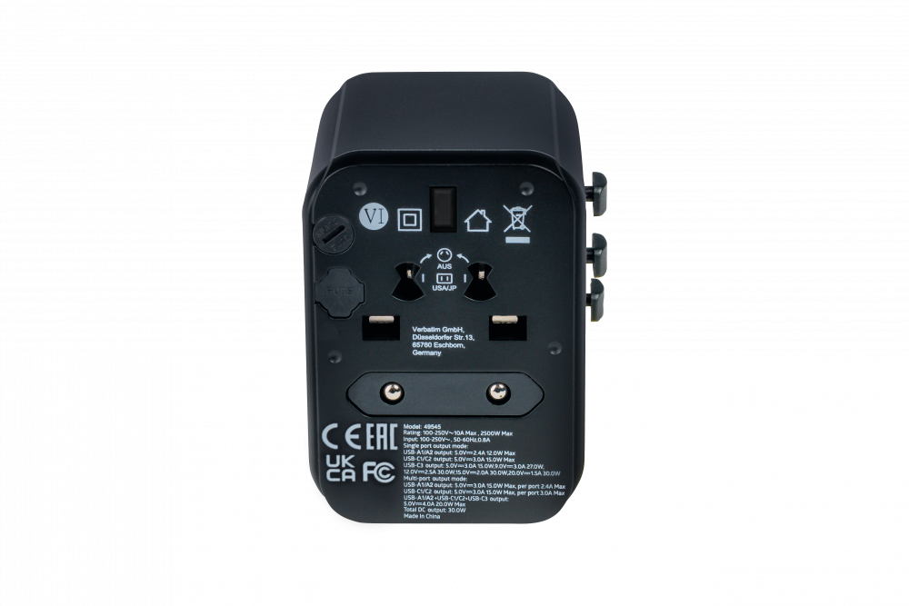 Verbatim UTA-03 Universal Travel Adapter 30W USB-C PD QC 3.0 - Tech Syndicate