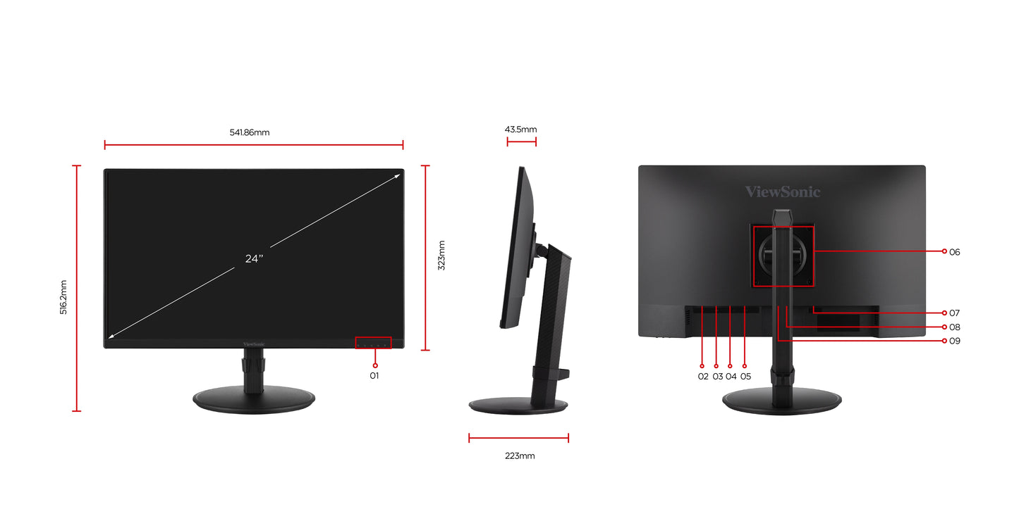 ViewSonic VG2408A 24" Full HD IPS Ergonomic Monitor - Tech Syndicate