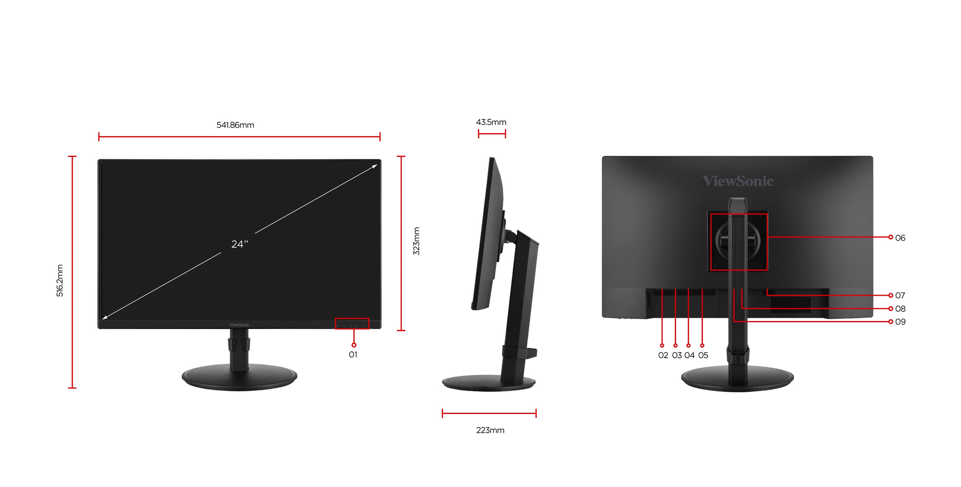 ViewSonic VG2408A 24" Full HD IPS Ergonomic Monitor - Tech Syndicate